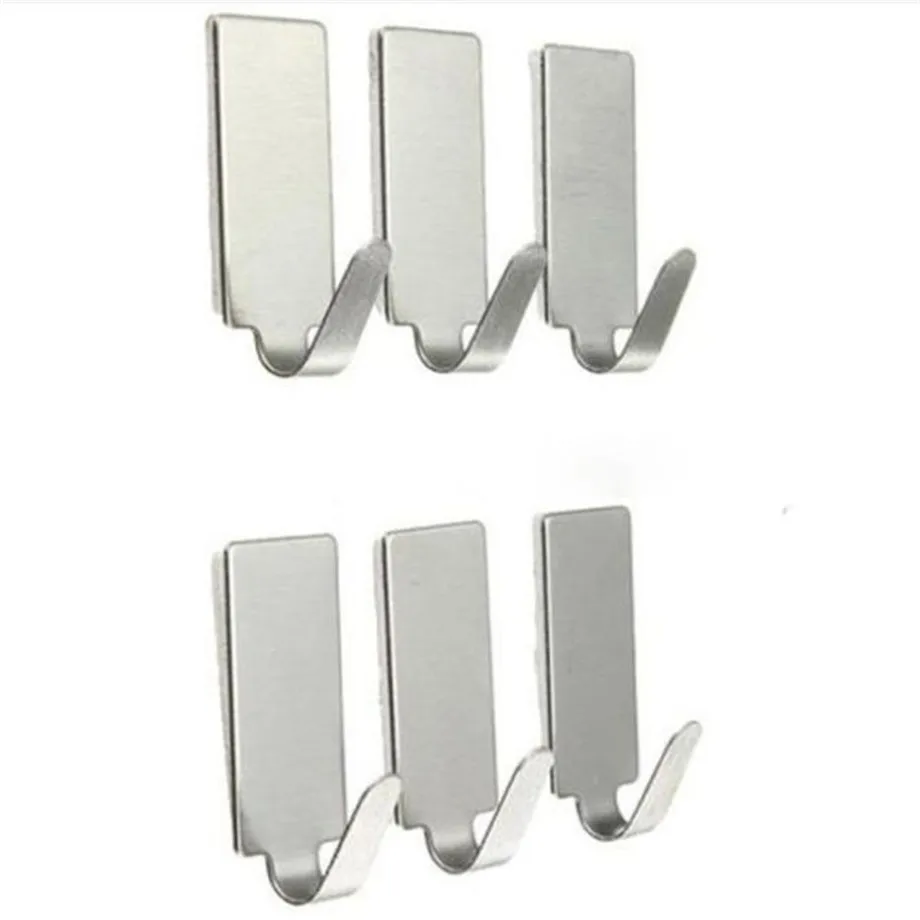 House Home 6Pcs Hooks Self Adhesive House Home Kitchen Wall Door Stainless Steel - £20.09 GBP