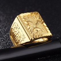 Punk Rock Eagle Men &#39;s Ring Luxury Resizeable To 7-11 Chinese Letter Jewelry Fin - £11.86 GBP