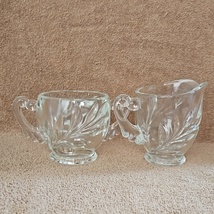 Cream &amp; Sugar Set Indiana Glass Willow Pattern Clear Vintage - $14.00