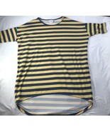 Lularoe XS Irma Shirt Comfy Top Striped Yellow Navy Blue HTF - £9.43 GBP