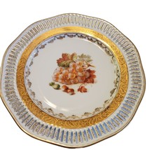 Reticulated Pierced Porcelain Dessert Plate Grapes Gilt Trim Germany FREE SHIP - £15.18 GBP