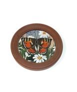 Butterly &amp; Daisies Miniature Round Painting Vivid 7&quot; Russian Inscription... - $1,345.97 MXN