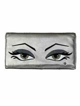 Christopher Straub Skinny Brow Smokey Eye Snap Silver Leather Wallet Blu... - £19.52 GBP