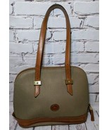 Vintage Dooney &amp; Bourke Taupe All Weather Leather Dome Norfolk Handbag S... - $29.92