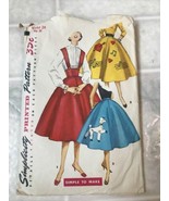 vintage Simplicity pattern 1664 full flare skirt waist 24 50'S Poodle Skirt  - $20.31
