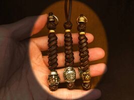 Custom Leather Keychain Lanyard with Copper Beads,Noel Gift - $29.99