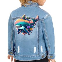 Cartoon Shark Toddler Denim Jacket - Beautiful Jean Jacket - Funny Denim Jacket  - £68.83 GBP