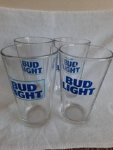 Set Of 4 BudLight Clear Beer Drinking Glasses W/BL Letters 16 Fl Oz Embo... - $7.38