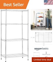 Space-Saving 4-Shelf Storage Unit - 200lb Capacity per Shelf, Ideal for ... - $53.50