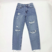 Forever 21 Super Ripped Distressed 4 Button Jeans Raw Hem Wms Size 24 - £11.60 GBP
