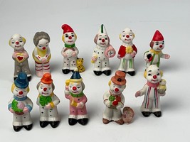 Humor 3&quot; Clown Vintage Porcelain Bisque Figurines Lot of 11 - £59.29 GBP