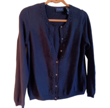 Liz Claiborne Studio Cardigan Black Sequined Sweater,  Size L - £11.93 GBP