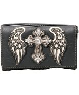 Western Rhinestone Cross Angelic Wings Women Crossbody Wristlet Wallet (... - £18.48 GBP