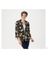 Susan Graver Printed Peachskin Blazer with Ruched Sleeves Black Size 10 ... - $366.45 MXN