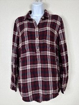 American Eagle Womens Size M Red Plaid Popover Tunic Boyfriend Shirt Long Sleeve - £8.61 GBP