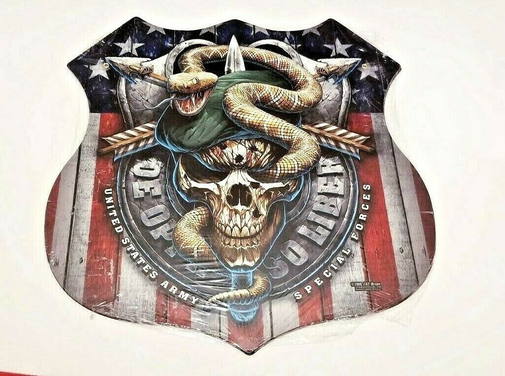 15" Army snake America flag logo military special forces shield USA STEEL Sign - £50.61 GBP