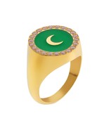 Eye M women&#39;s moon crystal chevalier ring in Neon Green - £83.28 GBP