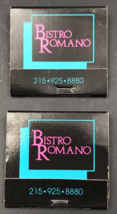 2 Bistro Romano Restaurant Mystery Cafe Philadelphia PA Matchbooks Full ... - £7.41 GBP