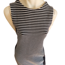 Athleta Sheath Dress Women Size Medium Black White Stripe Sleeveless Pul... - $16.04