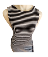 Athleta Sheath Dress Women Size Medium Black White Stripe Sleeveless Pul... - $16.04