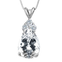 3.25CT 14K Solid White Gold Sapphire Pear Shape Basket Setting Pendant w... - $32.66+