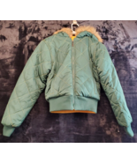 Seventy Seven Jackets Girls Size Medium Green Yellow Reversible Hooded F... - $18.49
