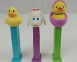 Vintage Lot Of 3 Easter Pez Dispensers Lamb, Duck,&amp; Chick in Bonnet &amp; Pu... - $8.72