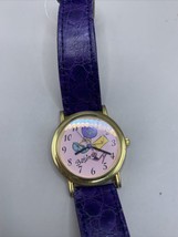 Barbie Collectible Watch Purple Band Works Purple Leather Band - $15.90