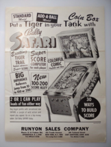 Safari Pinball Machine FLYER Original 1968 Vintage Coin-Op Amusement Game Art - £29.15 GBP