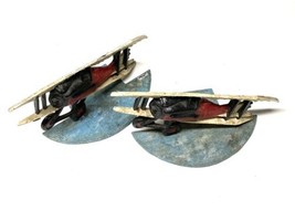 Set Department 56 Cast Iron Biplane Airplane Bookends Book Ends Reading ... - $44.55
