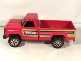 Vintage Tonka Acciaio Rosso Pick-Up Camion Giallo Righe Blu Tailgate Fatto IN Ua - £47.24 GBP