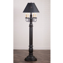 Colonial Floor Lamp ~ &quot;Americana Black&quot; Textured Finish With Punched Tin Shade - £747.61 GBP