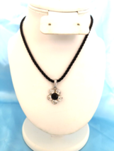 Cookie Lee Signed Women&#39;s Necklace Black &amp; Imitation Rhinestone Flower B... - $18.81