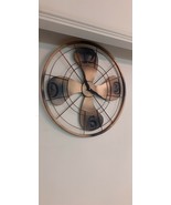 Metal Industrial Gold Black Fan Vintage Round Living Room Decor Wall Clock - $180.74 CAD