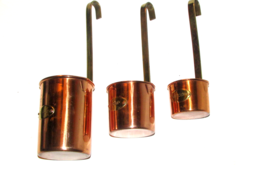 Copper Measuring Cups Long Handled Hanging Heavy Duty 2, 1, 1/2 Cups - £23.48 GBP