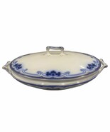 WH Grindley Idris Flow Blue Olympic 9&quot; Covered Lid Oval Tureen Vegetable... - $65.41