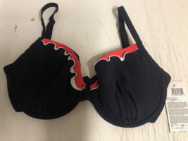 Profile by Gottex Ruffle Push Up Bikini Swimsuit Underwire Top 38D NAVY NWT - £14.50 GBP