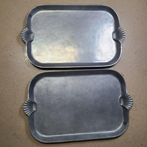 Bon Chef MSRP $740 Large Heavy Metal Platters 22x32 Shell Handles Lot Of 2 - $200.00