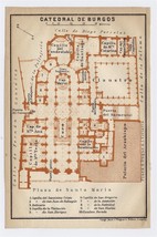 1913 Original Antique Plan Of Burgos Cathedral / Castile / Spain - £19.93 GBP