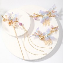 FORSEVEN Chinese Hair Accessories Women Flower s Hairpins Long Tassel Headpieces - £24.52 GBP