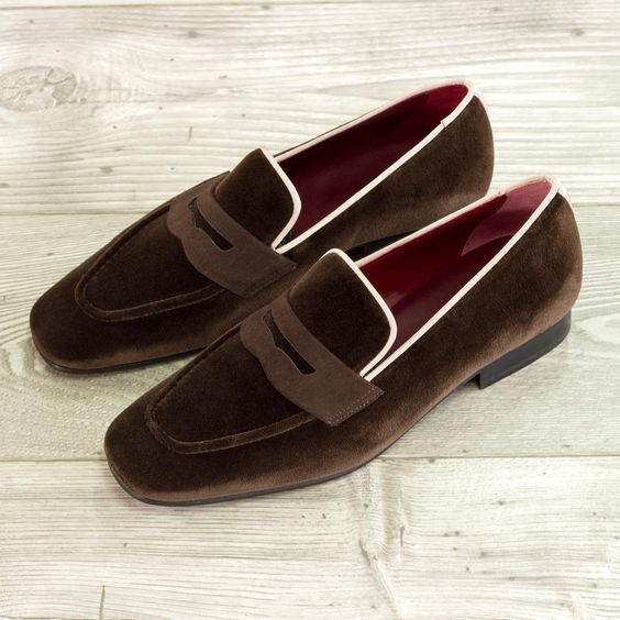 Men Dark Brown Suede Loafer Slip On Rounded Toe Genuine Leather Shoes US 7-16