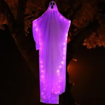 85 Halloween Light Up Hanging Ghost Decoration With Purple Led Light, Huge White - £31.63 GBP