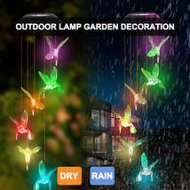 Outdoor Solar Wind Chime Lamp Hummingbird Butterfly Ball Wind Chime Garden Decor - £24.48 GBP+