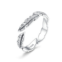 Hot Sale Authentic 925 Silver Feather Wings Adjustable Finger Ring for Women Sil - $15.45