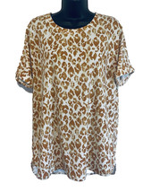 Wonderly Studio Womens Pull Over Tunic Gold Cheeta Print Large - $16.71