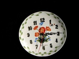 Wall Clock Dinner Plate Royal Norfolk 8 3/8  inches Dia. Red Flowers  Works - $26.24