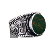 April Birthstone, Father&#39;s Day Gift, Gift Idea, Christmas Gifts, Bloodstone Ring - £70.03 GBP