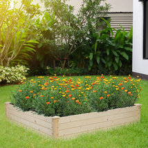 Square Wood Garden Bed, Raised Outdoor Planter Box For Garden, Flowers Vegetable - £71.92 GBP
