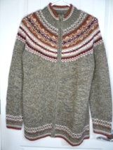 Duo Maternity Zipper front Cardigan Sweater Sz S Fair Isle Knit Ramie &amp; ... - £14.32 GBP