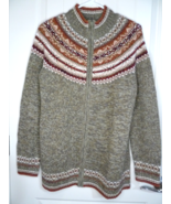 Duo Maternity Zipper front Cardigan Sweater Sz S Fair Isle Knit Ramie &amp; ... - £14.34 GBP